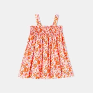 Jacadi Paris Liberty Fabric Floral Pink and Orange Sundress size 12 m